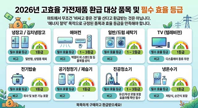 2026년 고효율 가전제품 환급: 대상 품목 및 신청 방법 총정리